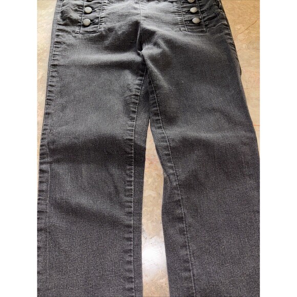 Zara Trouser Pants Womens Medium Black Canvas Stretch High Rise Straight Leg - Picture 3 of 10